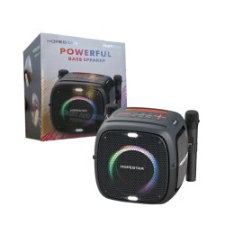 Coluna Bluetooth Hopestar Partyone com Dois Microfones Preto Coluna Bluetooth Hopestar Partyone com Dois Microfones Preto